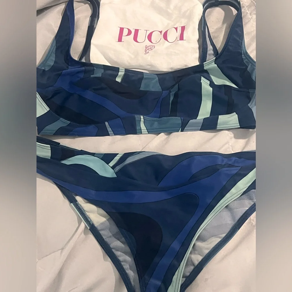 Emilio Pucci Blue Multi-Stripe Bikini set